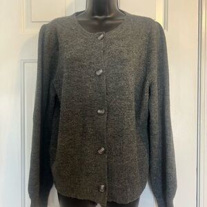 LOFT Charcoal Button-Up Cardigan